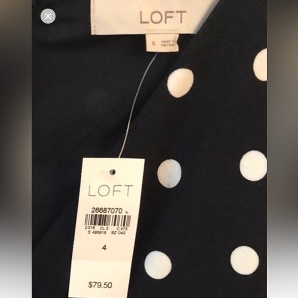NWT LOFT Navy Polka Dot Wrap Dress - Size 4 - Picture 7 of 10